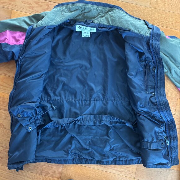 VTG COLUMBIA Ski Jacket Womens L Color Block Williwaw 90s Nylon Parka Blue Pink - Picture 3 of 11